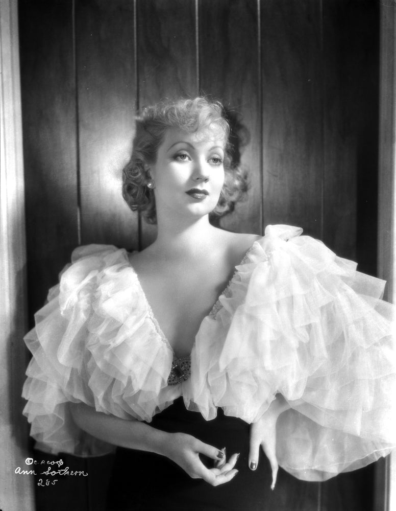 Ann Sothern Big Cap Sleeve Dress Photo Print in vintage style.