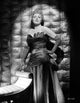 Shelley Winters photo print in black silk shoulder dress and gloves