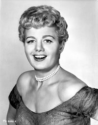 Shelley Winters Elegant Portrait Photo Print in Off Shoulder Dress with Pearl Necklace