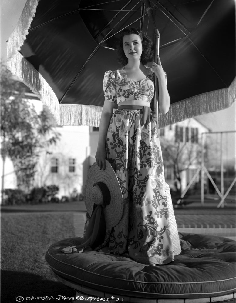 Jane Withers posed in floral dress photo print
