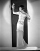 Anna Wong wearing a glossy Chinese tunic photo print.