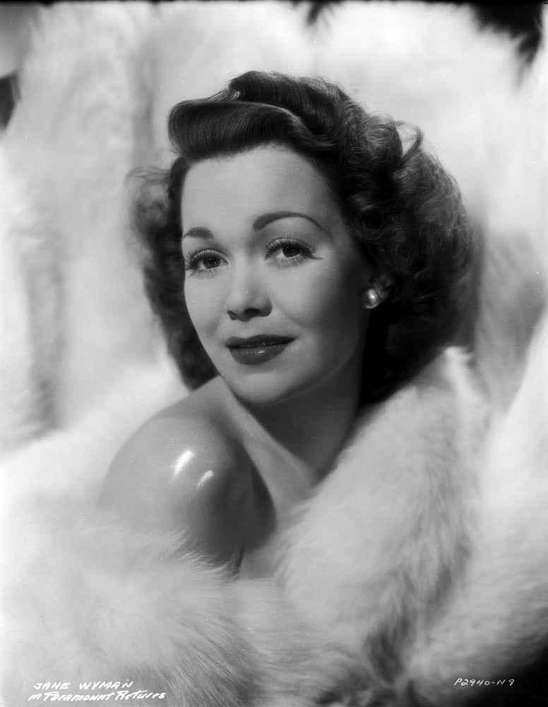 Jane Wyman Portrait in White Fur Pelt Boa Photo Print