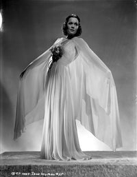 Jane Wyman posed in elegant white silk outfit photo print