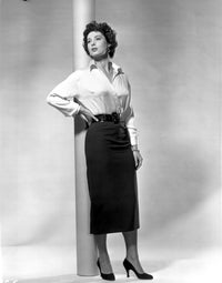 Rita Gam Leaning on Post with Hand on Hip Photo Print