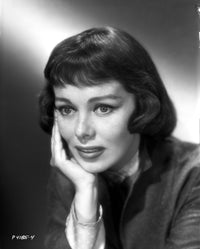 Grayscale close-up portrait photo print of Phyllis Kirk