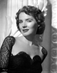 Polly Bergen smiling portrait in a black lace dress photo print.