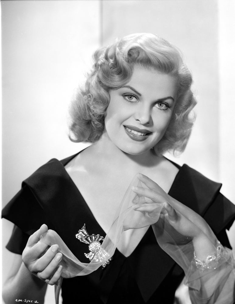 Cleo Moore smiling in black dress photo print, vintage Hollywood art