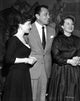 Cyd Charisse smiling with friends black and white photo print