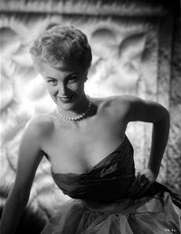 Jan Sterling Portrait in Black Velvet Strapless Dress and White Sheer Silk Skirt Photo Print