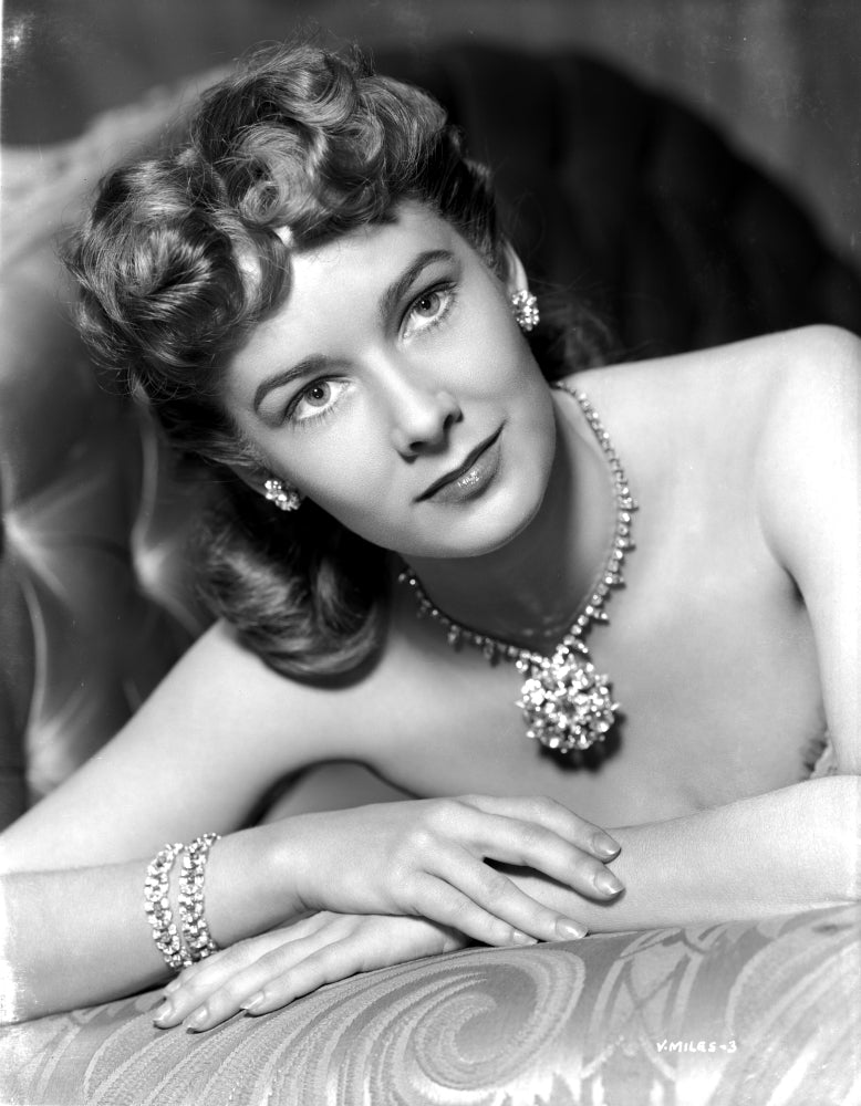 Vera Miles photo print featuring diamond-encrusted jewelry.