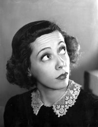 Imogene Coca Looking Up with Embroidered Collar Blouse Photo Print