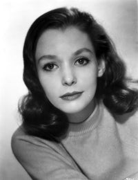 Susan Strasberg wearing a sweater photo print, showcasing classic Hollywood style.