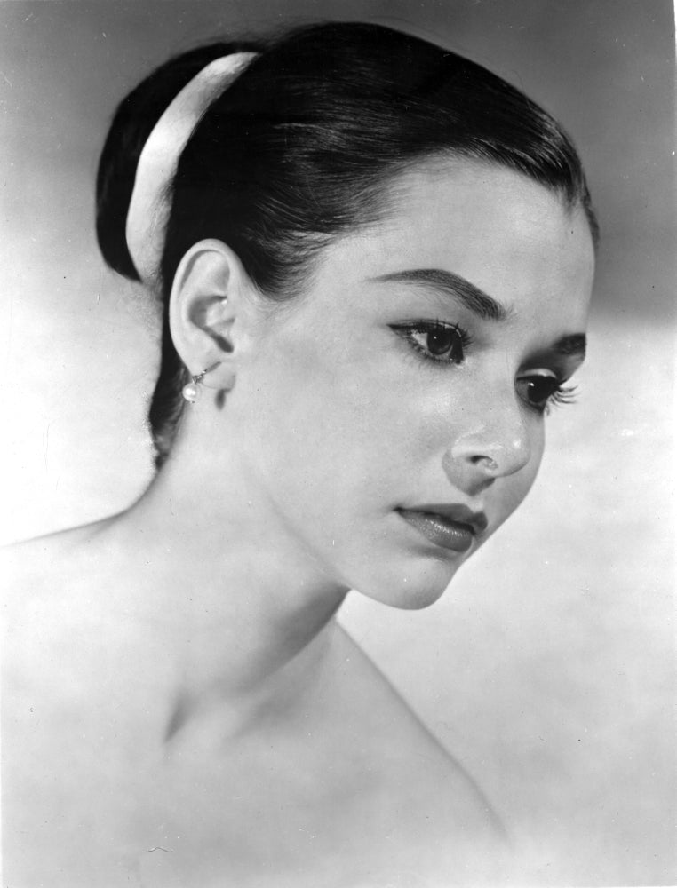 Susan Strasberg wearing earrings and bun hairdo photo print.