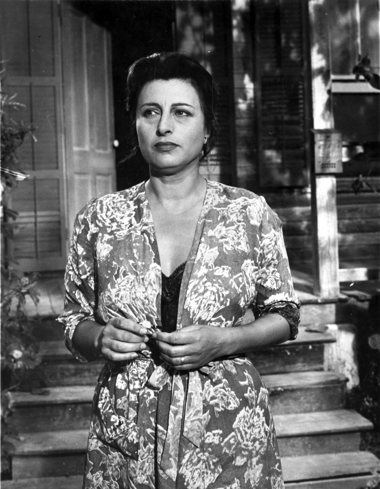 Anna Magnani wearing a floral wraparound dress photo print.