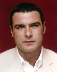 Liev Schreiber close-up portrait photo print with red background