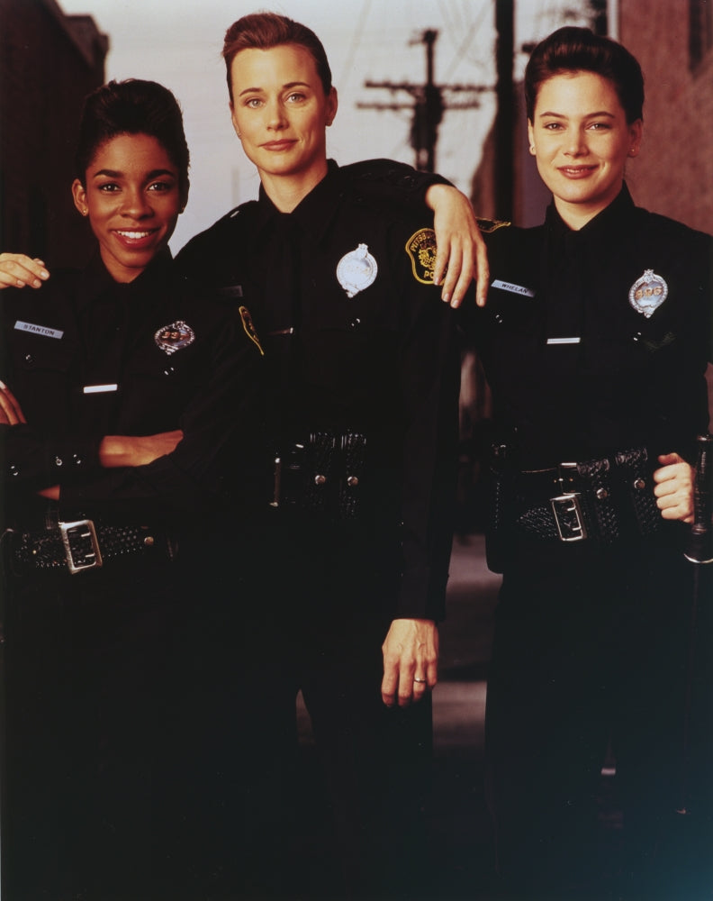 Sirens TV group portrait photo print featuring cast in police officer uniforms.