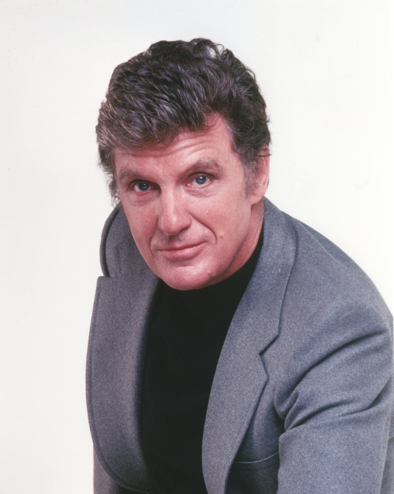 Robert Stack portrait photo print in blue suit.