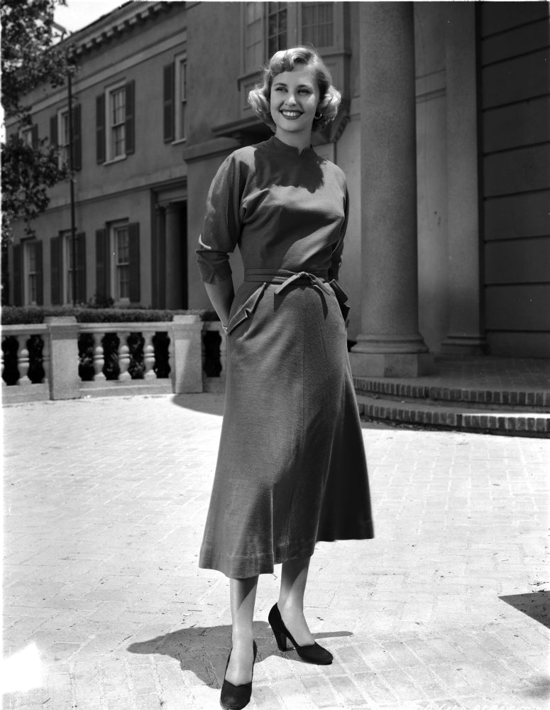 Lola Albright smiling in a dress - classic photo print