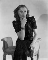 Barbara Stanwyck classic portrait photo print in thinking pose.