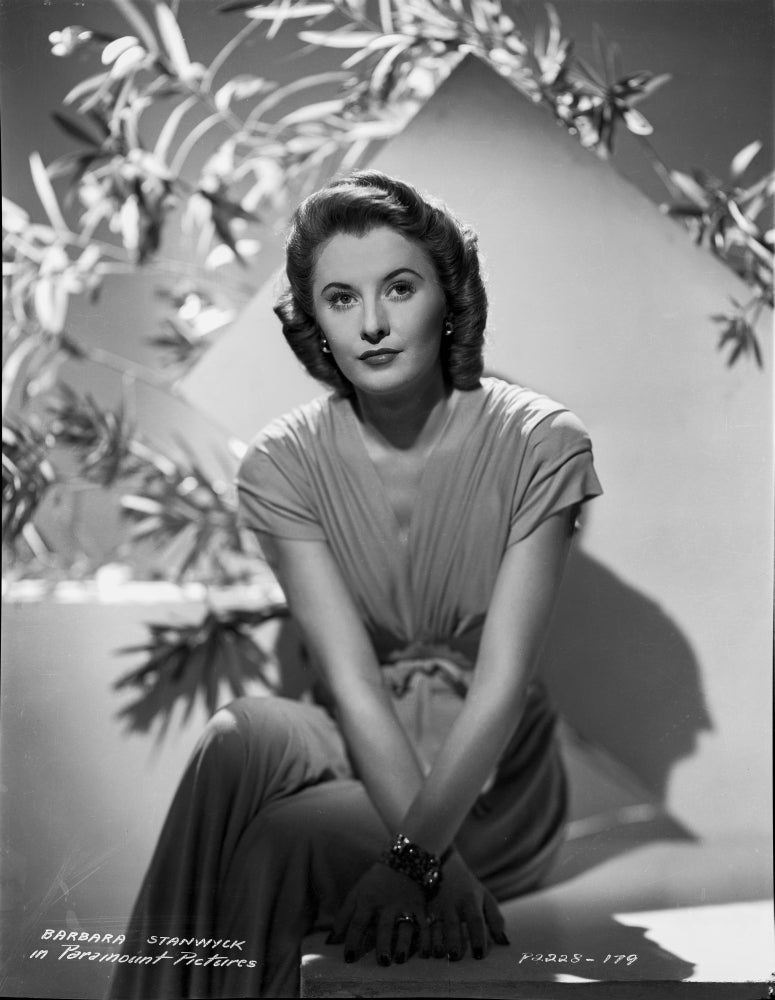 Classic portrait photo print of Barbara Stanwyck, elegant Hollywood actress