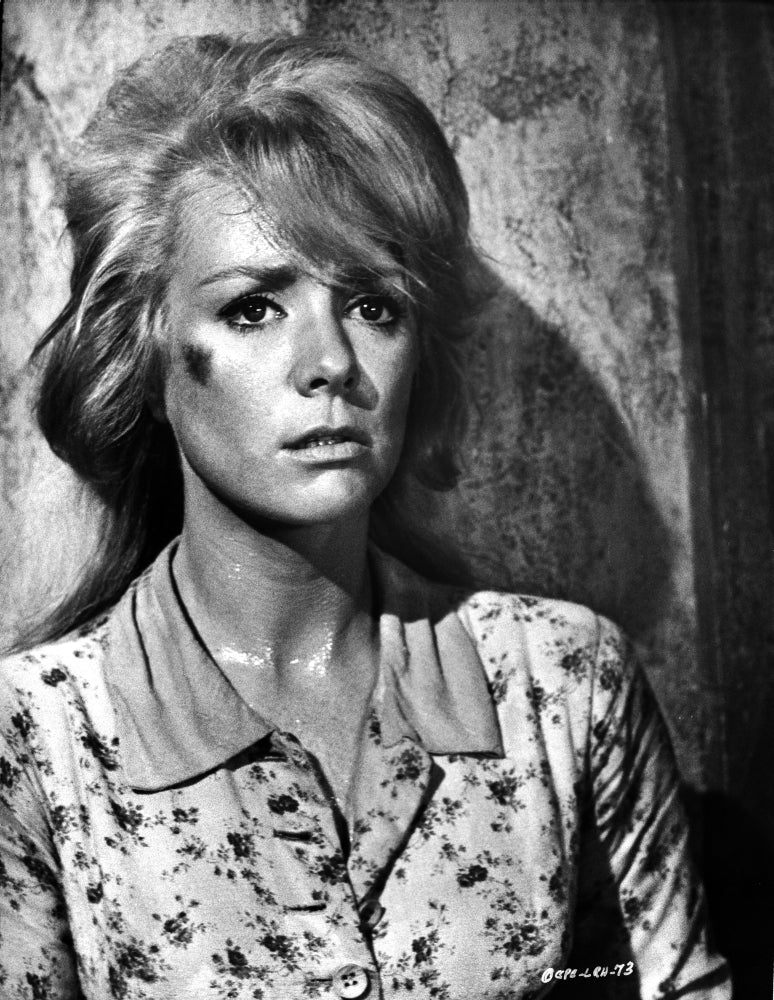Inger Stevens leaning on a wall in a printed dress photo print.