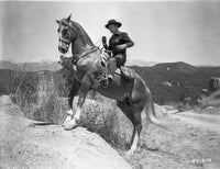 Bob Steele riding a horse photo print, vintage cinema art.