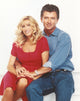Step By Step Couple Portrait in Blue and Red Outfit Photo Print