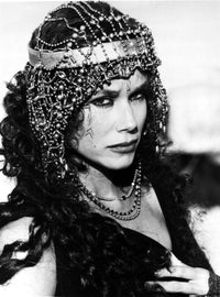 Barbara Hershey wearing metal headdress black and white portrait photo print.