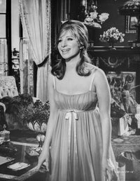 Barbra Streisand smiling in a sexy dress photo print