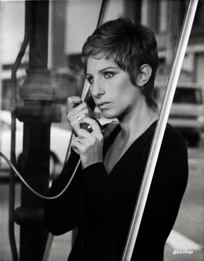Barbra Streisand answering phone photo print, iconic pop culture art.