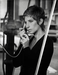 Barbra Streisand answering phone photo print, iconic pop culture art.