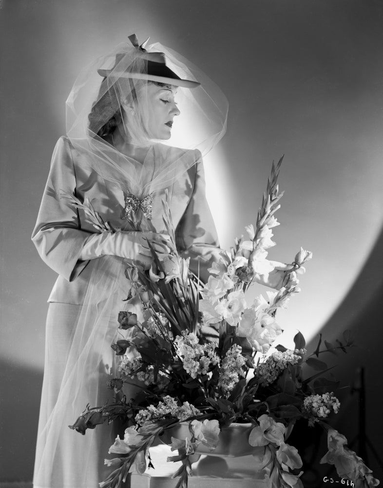 Gloria Swanson Floral Portrait Photo Print - Classic Hollywood
