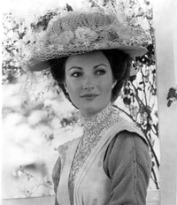Portrait of Jane Seymour wearing a floral hat outdoors photo print.