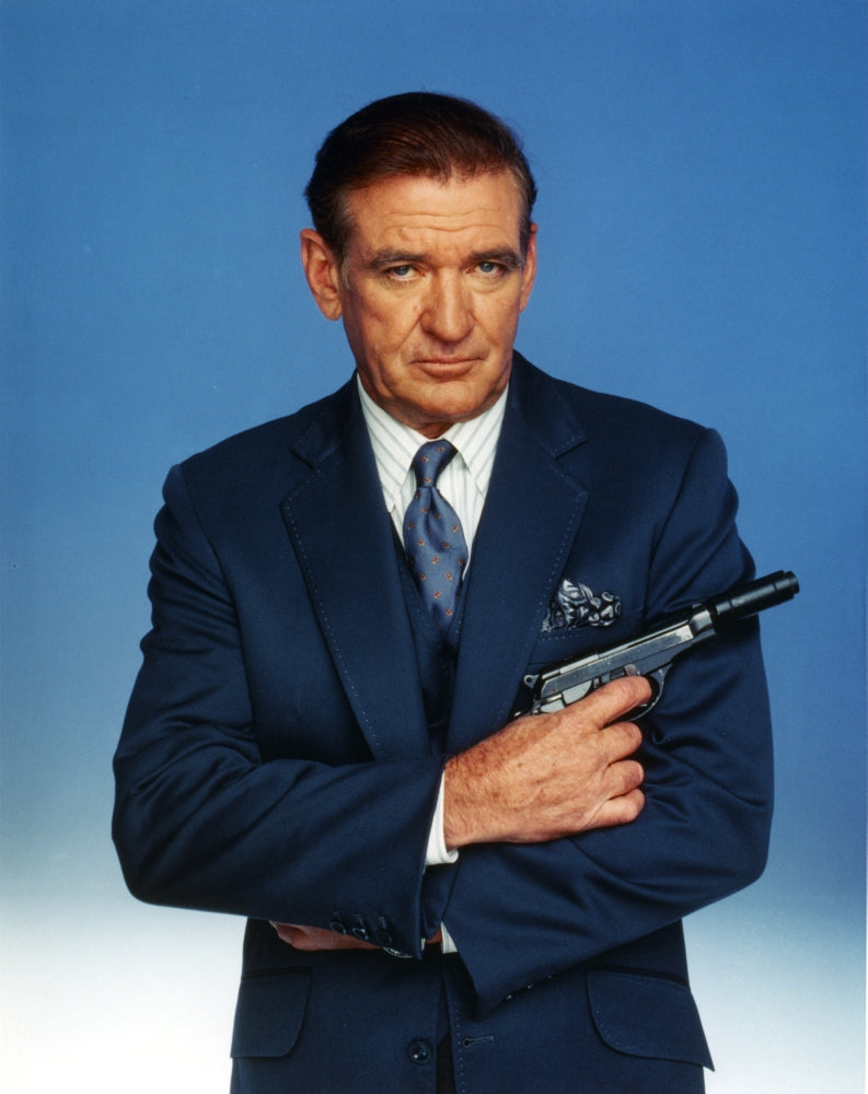 Rod Taylor portrait photo print posed with gun, classic cinema art.