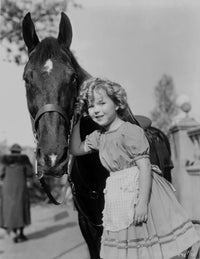 Shirley Temple with a horse photo print in a vintage style