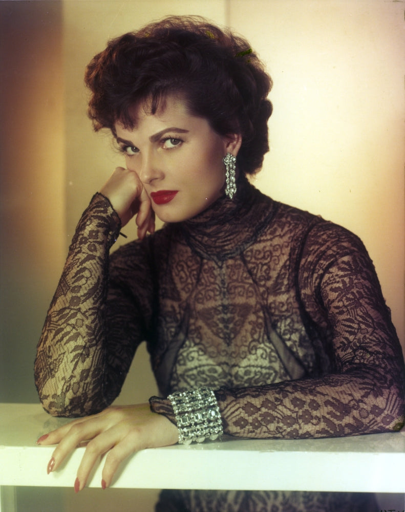Ursula Theiss in a black see-through dress photo print