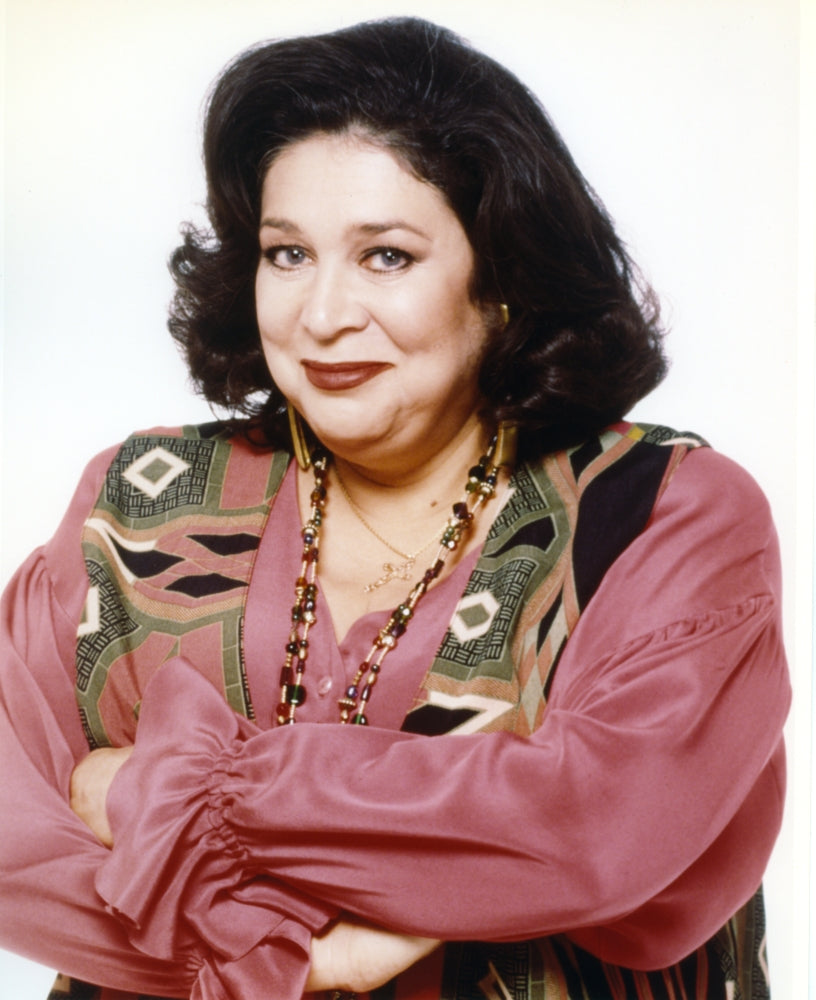 Liz Torres wearing a pink dress on a white background photo print