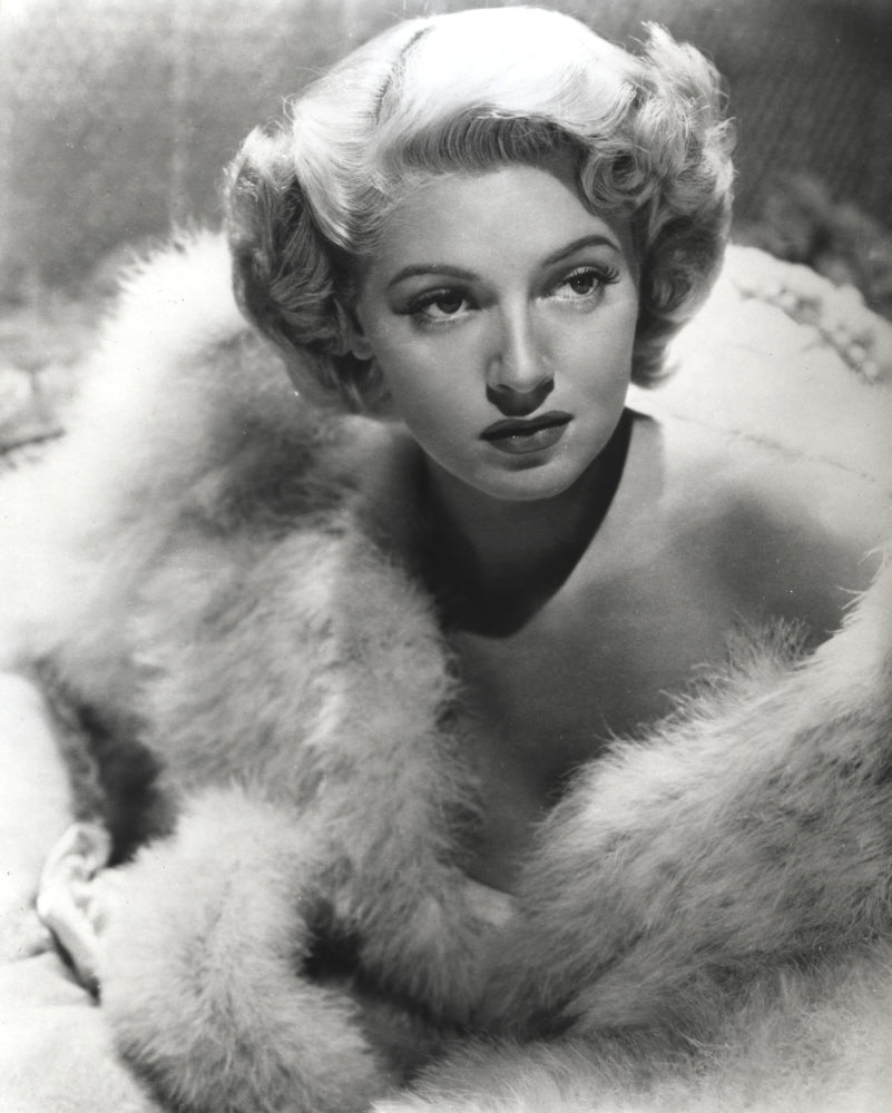 Lana Turner wearing furry coat portrait photo print.
