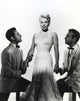 Portrait photo print of Lana Turner with two gentlemen, classic Hollywood art.