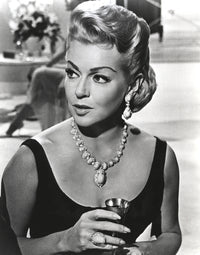 Lana Turner portrait in black dress with necklace, photo print