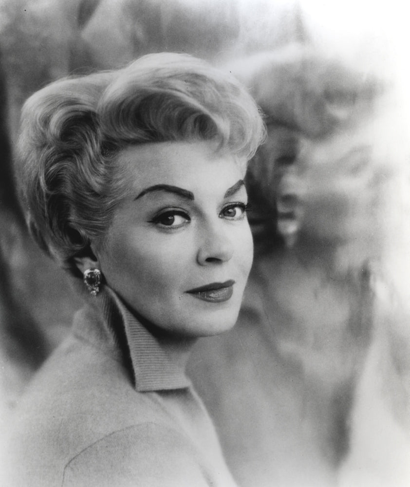 Close up portrait photo print of Lana Turner in side view.