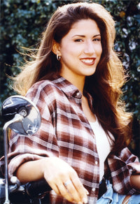 Diana Uribe Portrait in Red Checkered Long Sleeves Photo Print