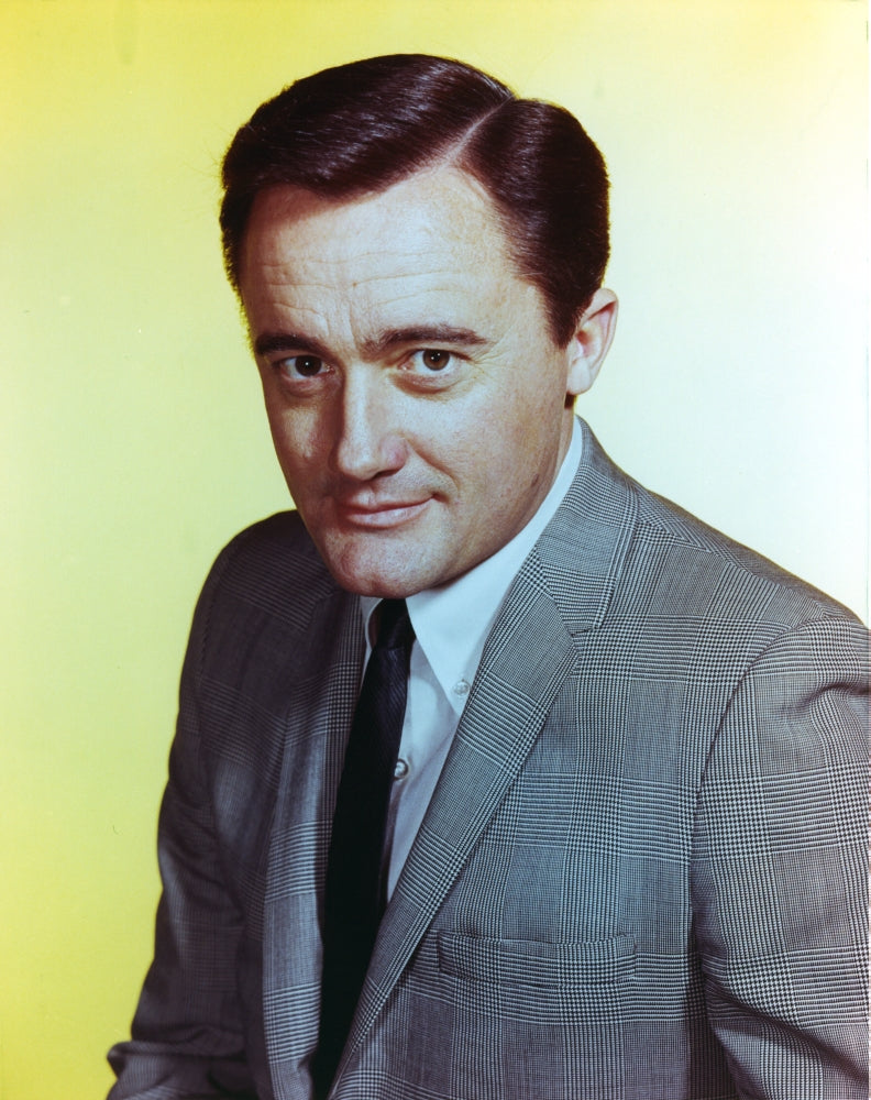 Robert Vaughn portrait photo print with yellow background