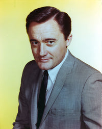 Robert Vaughn portrait photo print with yellow background