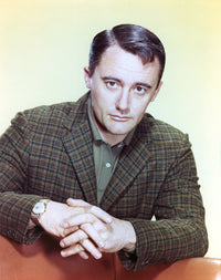 Robert Vaughn posed in suit with hands clenched together photo print