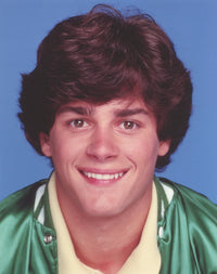 Billy Warlock portrait in green varsity jacket photo print.