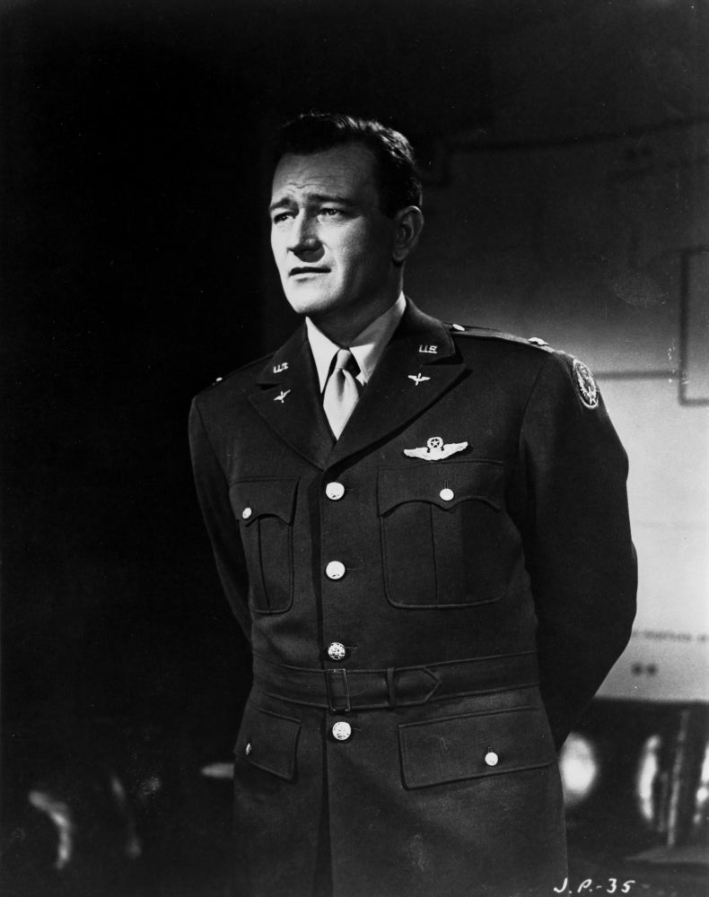 John Wayne in uniform photo print, classic western icon.