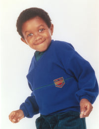 Webster Portrait in Blue Jacket Photo Print showcasing a stylish figure in a blue jacket.