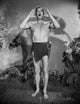 Johnny Weissmuller shouting black and white photo print