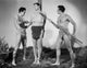 Johnny Weissmuller tied up in a pole movie scene photo print.